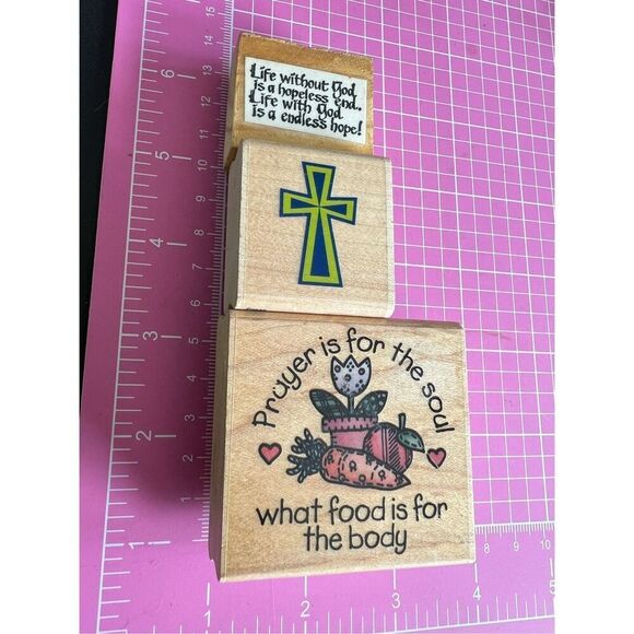 Stamps Wood Lot of 4 Religious - Picture 2 of 8